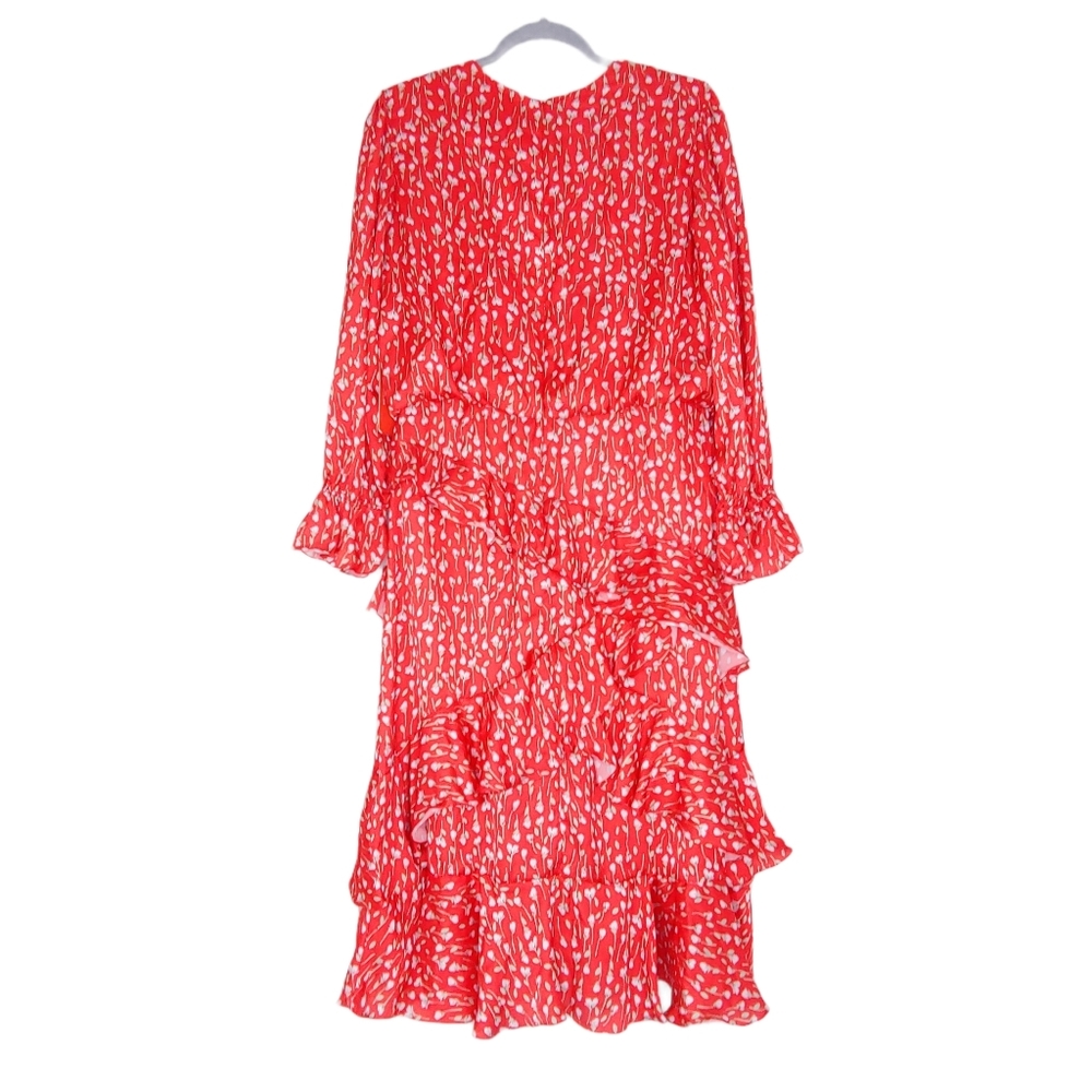 ML Monique‎ Lhuillier Printed Ruffle Dress 12 - Picture 4 of 10